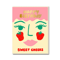sweet cheeks girl strawberry birthday card